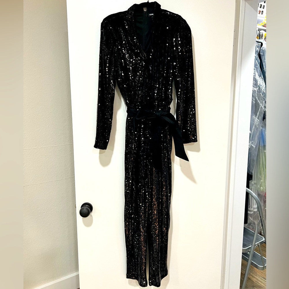Size small black sequin jumpsuit